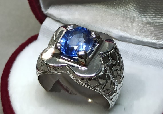 3 Stone London Blue Topaz Cushion Cut and Diamond Ring – The Diamondaire  Shop