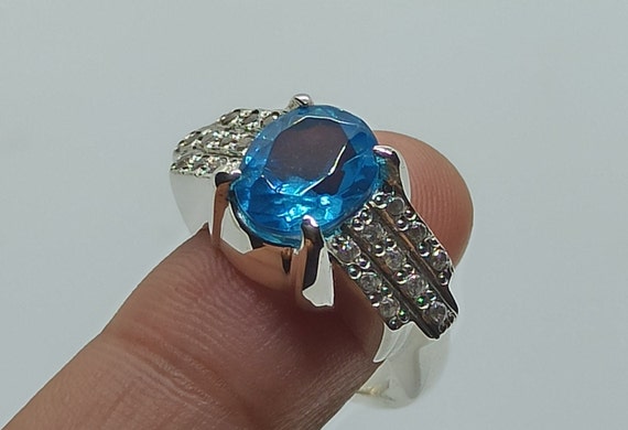Large blue topaz statement ring for women anniversary or birthday gift –  Lilo Diamonds