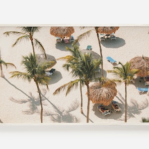 Summer Frame TV Art, Palm Beach TV Decor, Tropical Cabanas On Beach, Tropical Art for Frame Tv, Palm Tree Photo, Beach Cabana Tv Art