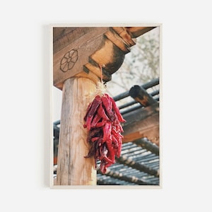 Chile Peppers Hanging On Home, New Mexico Dried Chiles, Chile Ristras Poster, New Mexico Wall Art, Chile Pepper Art, New Mexico Traditions