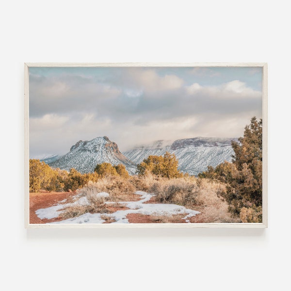 Snowy Desert Wall Art, Castle Valley Utah, Utah Landscape Print, Snow Covered Desert, Desert Mesa Photography, Utah Snowy Desert Print