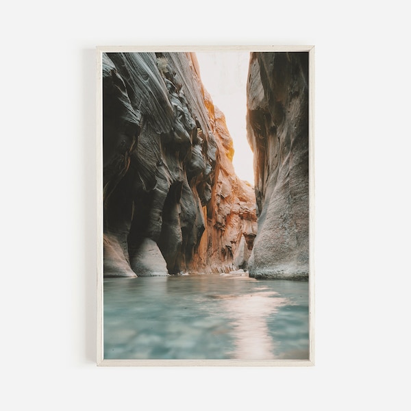 Arte da parede de The Narrows, impressão do Parque Nacional de Zion, trilha Narrows em Zion, impressão do deserto de Utah, foto do Slot Canyon, arte da parede de Narrows Utah, arte de Utah