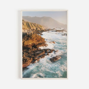 Coastal Waves Crashing, California Beaches, Ocean Sunset View, Coastline Landscape, California Scenery, Warm California Home Decor