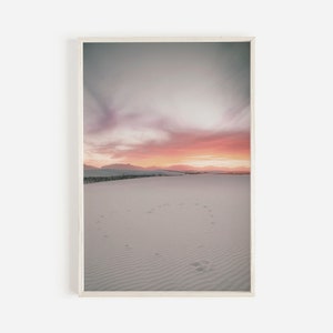 White Sands Desert, New Mexico Sunset Print, Desert Wall Art, White Sands National Park, Landscape Poster, Boho Desert Art Desert Home Decor