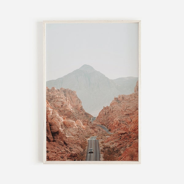 Road Trip Print, Valley Of Fire Photo, Southwest Travel Poster, Boho Wall Decor, Instant Download, Desert Print, Arizona Desert Photography