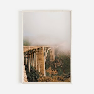 Bixby Bridge In California, Highway One Wall Art, Coastal Highway Print, Foggy Bridge Photo, Neutral California Print, Coastal Highway Print