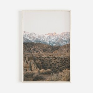 Alabama Hills California Landscape, Snow Covered Mountain Tops, California Wilderness, Alabama Hills Poster, BLM Land Scenery, Snowy Desert