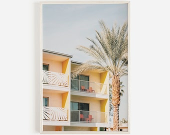 Colorful Mid Century Motel, California Motel Print, Palm Springs Resort, Mid Century Architecture, Colorful Design, California Motel Poster