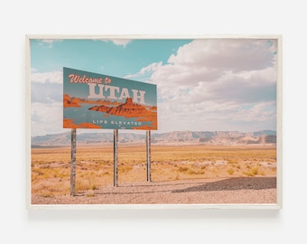 Welcome to Utah, Utah Stateline Print, Welcome To Utah Wall Art, Utah Desert Landscape, Southern Utah Digital Art, Welcome To Utah Sign