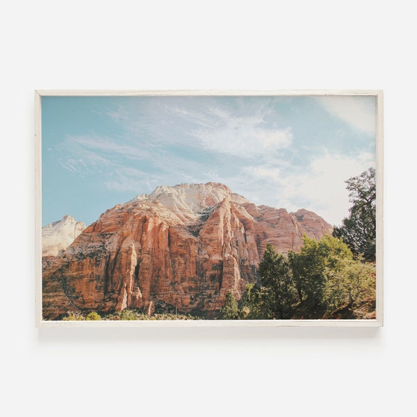 Zion Mountains, Zion National Park Print, Angels Landing Wall Art, Utah Travel Print, Desert Photography, Utah Desert Print