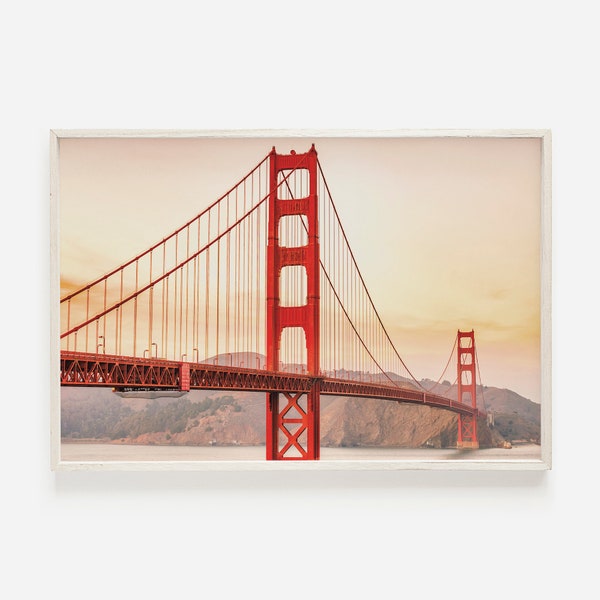 San Francisco Bridge At Sunset, Golden Gate Bridge Photography, California Landmark, Bay Area Sunset, San Francisco Scenery Print