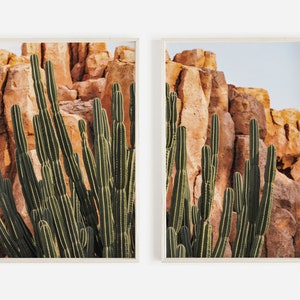 Warmer Wüstenkaktus druckbar, Orgelpfeife Kaktus Wandkunst, Southwest Arizona Foto, 2 Stück Druck Set, Wüste Wohnkultur, Organpfeife Kaktus Kunst