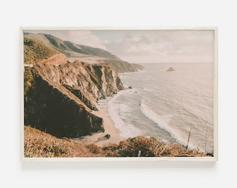 Coastal California Sunset, Ocean Waves Crashing on Shore, Pastel Sunset View, California Coastal Home Decor, Sunset Wall Art, Waves Print
