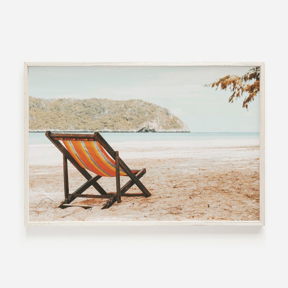 Beach Chair Looking at Ocean Vacation Paradise Tropical Getaway Beach Chair Photo Ocean Lookout Print Coastal Vacation Wall Art Etsy