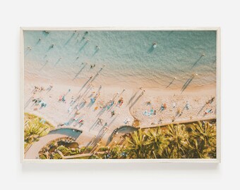 Aerial Tropical Beach, Palm Beach Wall Art, Beach Photo, Summer Digital Art, People At The Beach, Aerial Beach Print, Ocean Wall Art