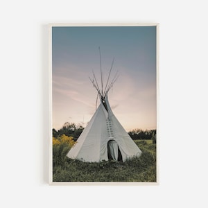 Tepee Sunset Print, White Tepee Wall Art, New Mexico Tepee Landscape, Desert Homestead, Tepee Photography, Native Heritage, Tepee Printable
