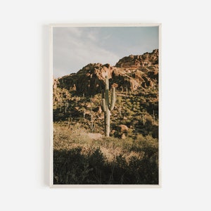 Boho Cactus Desert, Saguaro Wall Art, Tonto National Forest, Arizona Desert Print, Four Peaks Arizona, Modern Wall Art, Western Home Decor