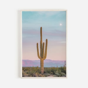 Arizona Cactus Sunset, Desert Landscape, Arizona Desert Wall Art, Southwestern Decor, Boho Wall Art, Saguaro Sunset Print, Printable Art