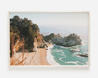 McWay Falls at Sunset, California Ocean Cove, Big Sur Scenery, McWay Falls Photography, Big Sur Coastline, California Home Decor