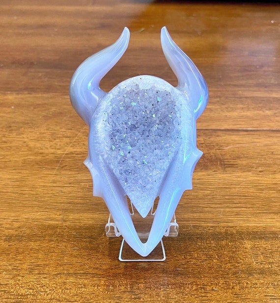 Druzy Agate Skull with Horns Druzy Agate Skull with Horns