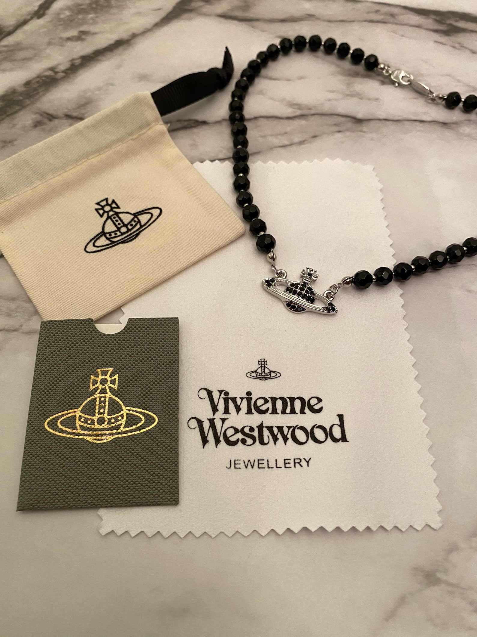 Vivienne Westwood Perlenkette Schwarz Etsy