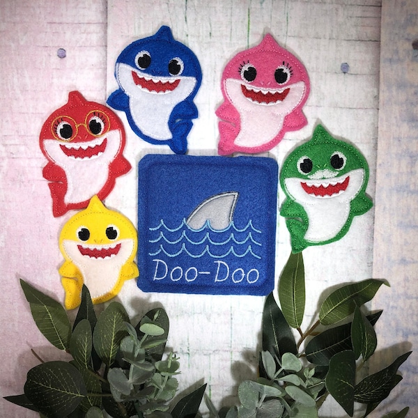 Baby Shark Inspired, Finger Puppets, Pretend Play, Felt/Flannel Board Stories, Educational, Party Gifts/Favors, Speech Therapy, Child songs