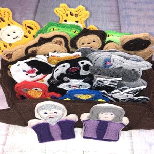 Noah's Ark, Bible Play, Noah, Wife, Animals, Finger Puppets, Pretend Play, Felt/Flannel Board Stories, Religious Education, Party Gifts image 2