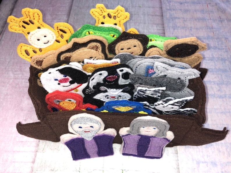 Noah's Ark, Bible Play, Noah, Wife, Animals, Finger Puppets, Pretend Play, Felt/Flannel Board Stories, Religious Education, Party Gifts image 2