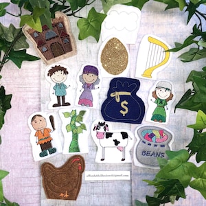 Jack and the Beanstalk Inspired, Felt Finger Puppets, Pretend Play, Felt Board Stories, Educational, Party Gifts/Favors, Speech Therapy