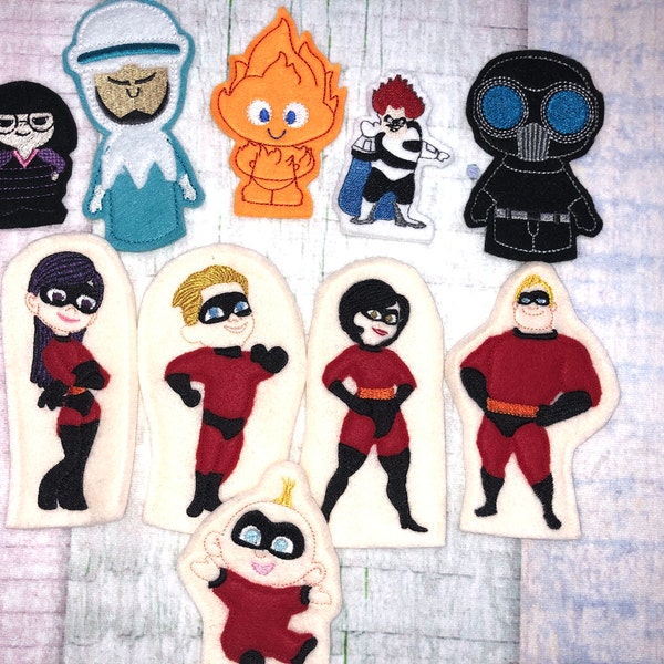 The Incredibles Inspired, Finger Puppets, Pretend Play, Felt/Flannel Board Stories, Party Gifts/Favors, Family Comedy, Super Heroes