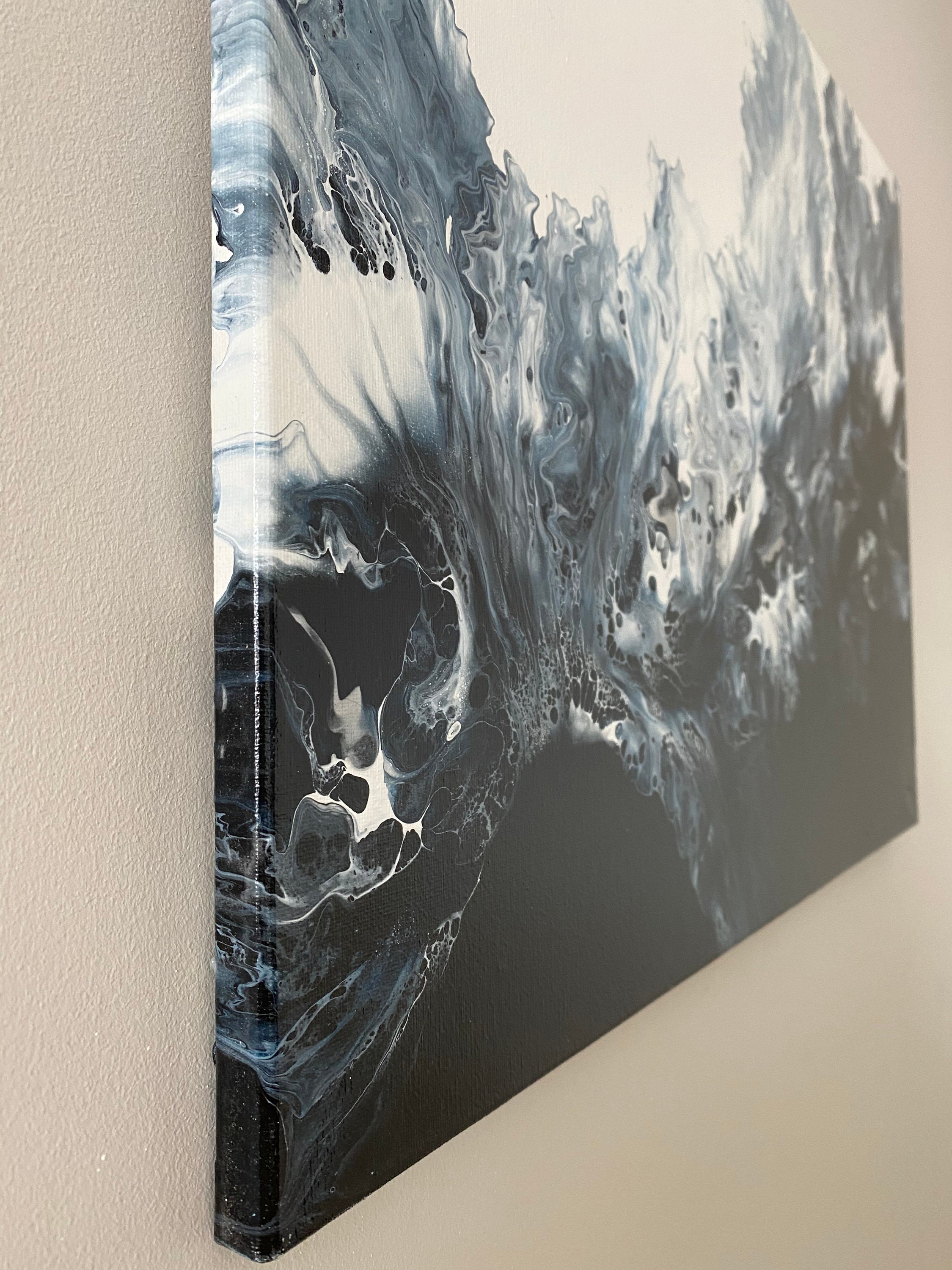 Blue Abstract Painting Wave Art Ocean Waves Wall Art Sea Etsy