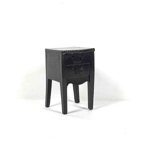 Vintage Miniature Side Table by Renwal | Brown Bedside Nightstand Dollhouse Furniture