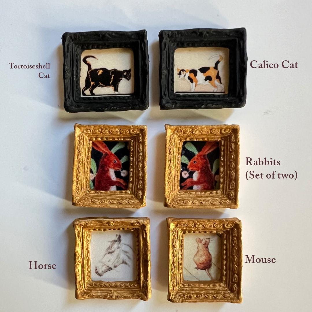 Extra Tiny Miniature Framed Artwork for Vintage Dollhouse Decor