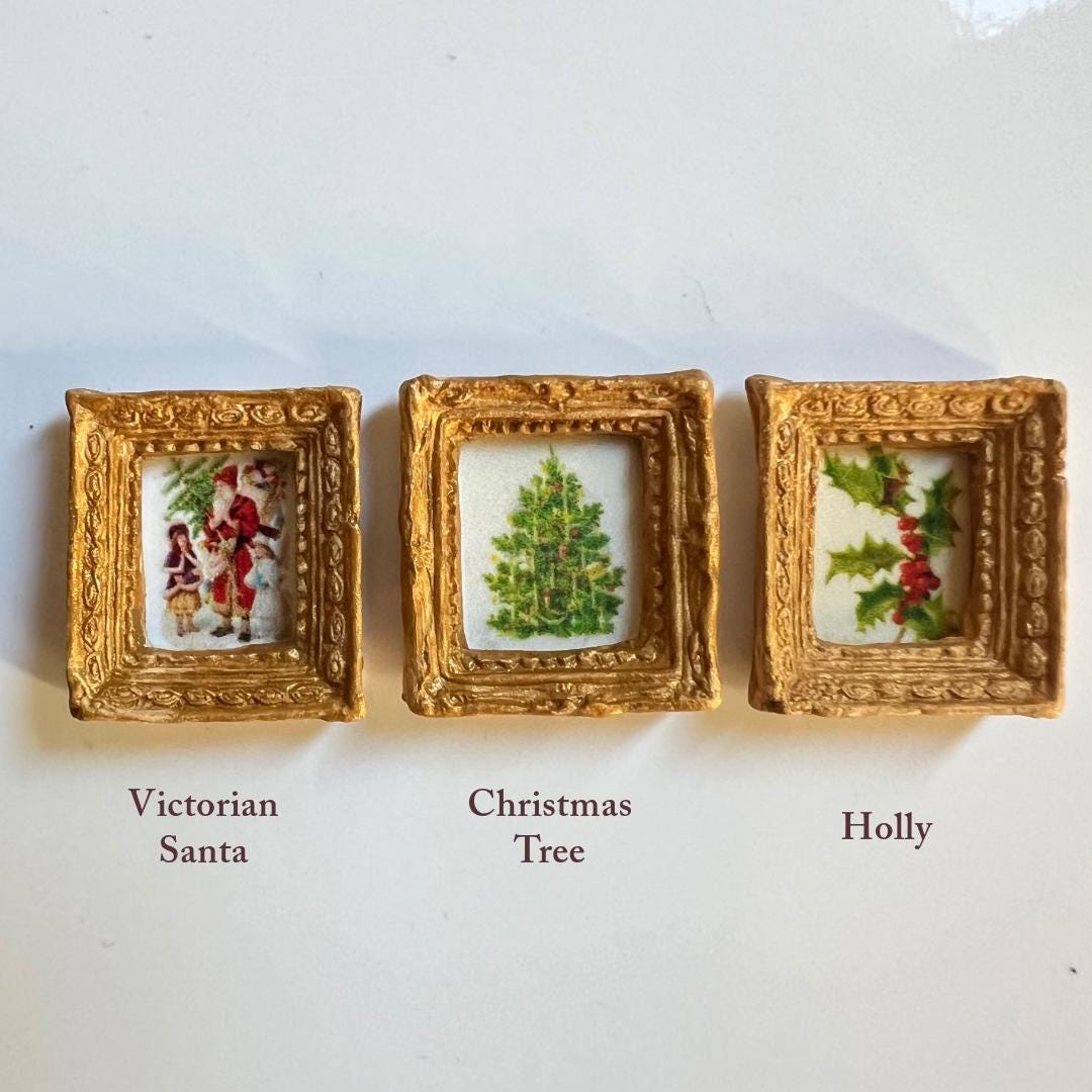Extra Tiny Miniature Framed Artwork for Vintage Dollhouse Decor