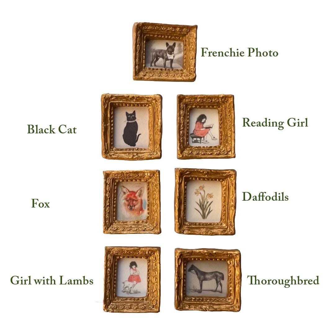 Extra Tiny Miniature Framed Artwork for Vintage Dollhouse Decor