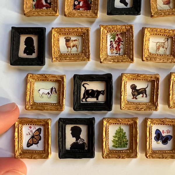 Extra Tiny Miniature Framed Artwork for Vintage Dollhouse Decor