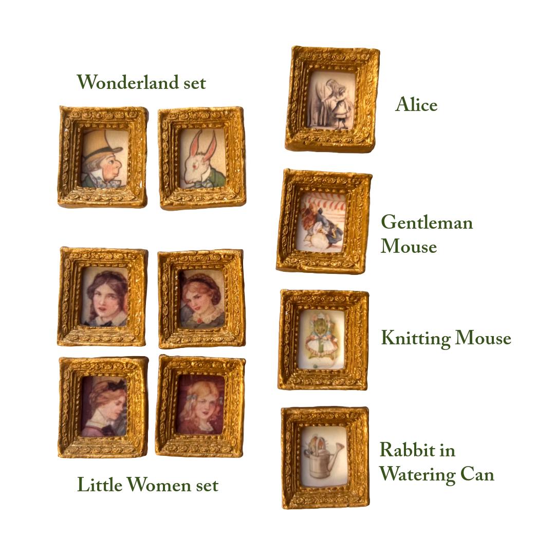 Extra Tiny Miniature Framed Artwork for Vintage Dollhouse Decor