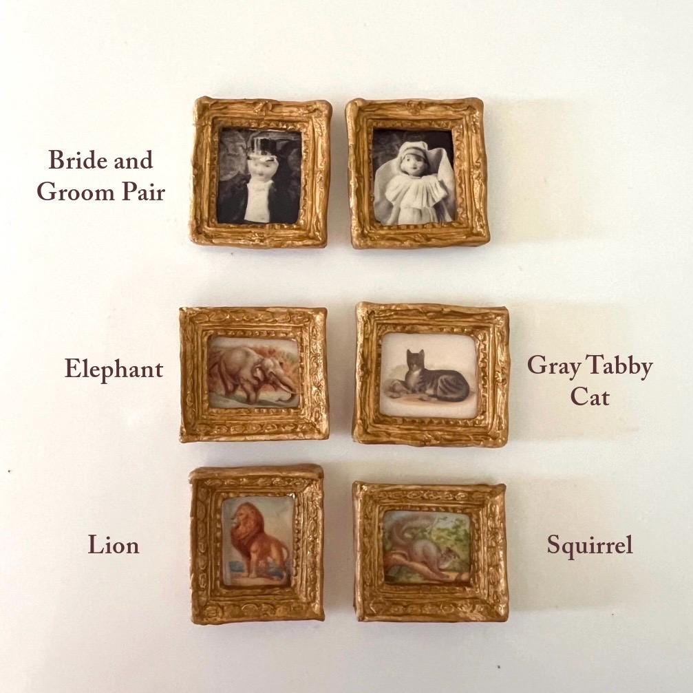 Extra Tiny Miniature Framed Artwork for Vintage Dollhouse Decor