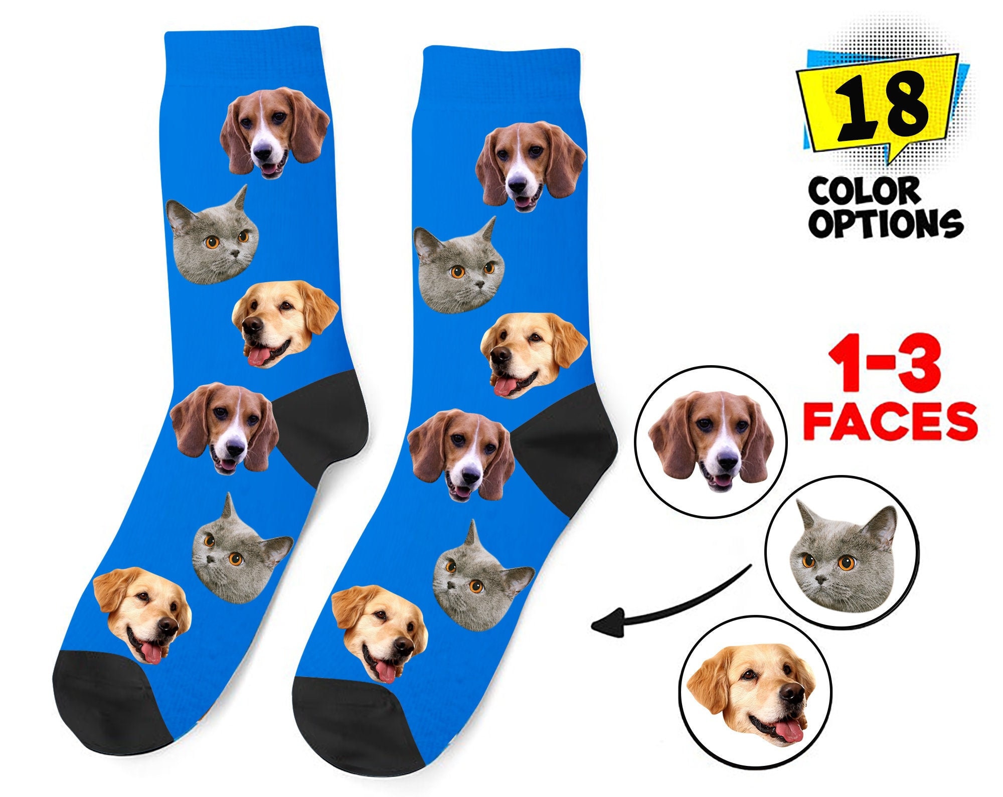 Custom Dog Face Socks Turn Your Pup Pet Photo into Etsy