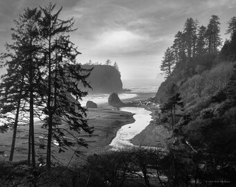 Goodnight, Ruby – Black and White Ruby Beach Print, Olympic National Park Fine Art Photography