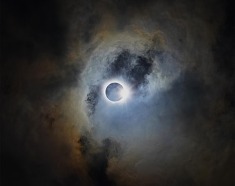 Dramatic Solar Eclipse Print, Celestial Fine Art Photography