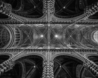 Duomo di Siena Black and White Print,  Italy Fine Art Cathedral Photography