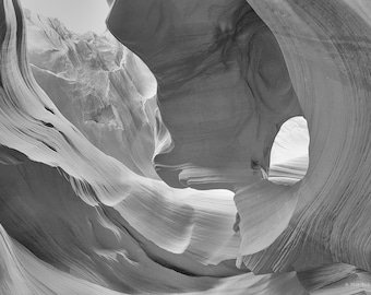 Antelope Canyon Black and White Fine Art Print – Abstract Southwest Nature Photography