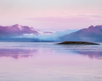 Hofn Sunrise, Iceland, Pastel Glacier Landscape Print, Serene Nordic Fine Art Photography