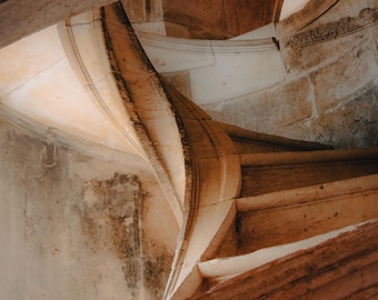 Convent of Christ Staircase Print, Tomar Portugal Architecture, European Travel Photography