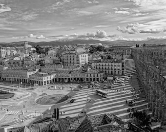 Segovia Cityscape  – Black and White Spain Unframed Print, Architecture Photography, Fine Art Wall Decor