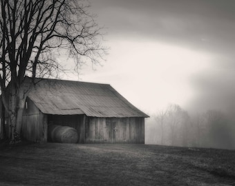 Black and White Barn Print – Rural Virginia Landscape Fine Art Photography
