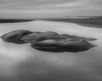 Tide Pool,  Black and White Coastal Fine Art Print, Minimalist Olympic Coast  Landscape  Photography
