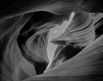 Antelope Moon,  Antelope Canyon Black and White Print – Arizona Fine Art Photography