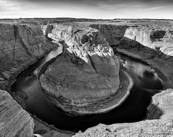 Horseshoe Bend Black and White Landscape Print – Arizona Photography Fine Art Photography